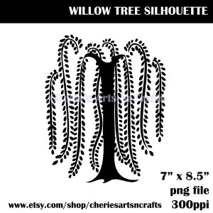 Willow Tree Silhouette Clip Art, Willow Tree Graphic Image, PNG File, Digital Scrapbooking, Digital Download Clip Art, Tree Clip Art