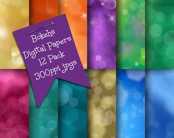 Bokehs Digital Papers | Digital Download Backgrounds | Designer Resources | Digital Papers | JPG Backgrounds | Decorative Digital Background