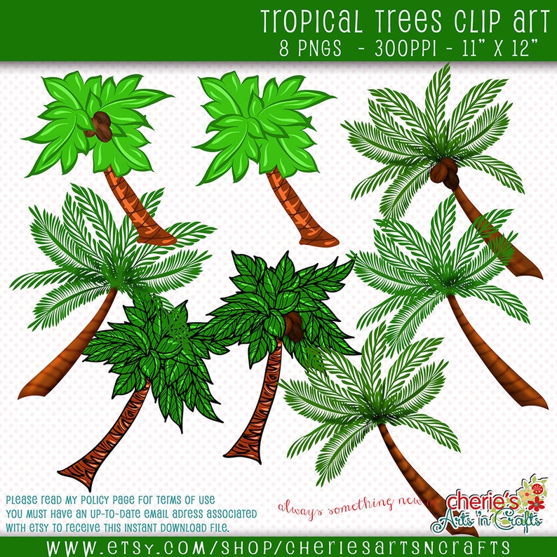 Tropical Clip Art Tropical Trees Clip Art Cute Clip Art | Etsy