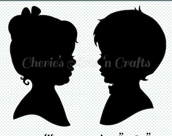 Children Silhouettes Clip Art: PNG Graphics (Digital Download)