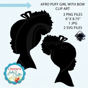 Afro Puffs Little Girl Silhouette Little Girl Silhouette SVG Cut File African American Girl Silhouette Designer Resources Clip Arts image 2
