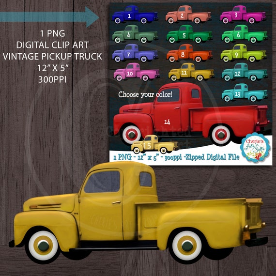 Yellow Color Vintage Pickup Truck Designer Resources Old Fashioned Truck Graphic Vintage Pickup Truck Clip Art Png Digital Clip Art