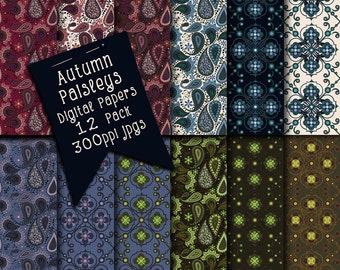 Paisley Digital Papers, Digital Scrapbooking Papers, Morrocan Surface Patterns, Digital Scrapbook Papers, Paisley Digitals, Digital Papers