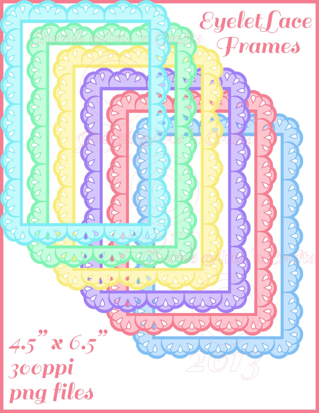 Instant Download, Eyelet Lace Frames, Greeting Card Frames, Photo