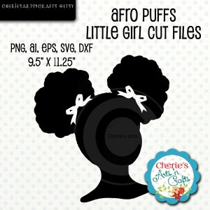 Afro Puffs Little Girl Silhouette, Little Girl Silhouette, SVG Cutting File, African American Girl Silhouette, Digital Download, Cut Files image 1