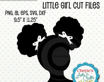 Afro Puffs Little Girl Silhouette, Little Girl Silhouette, SVG Cutting File, African American Girl Silhouette, Digital Download, Cut Files