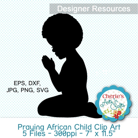 Download Little Boy Praying Silhouette Clip Art African Boy Clip Art Etsy