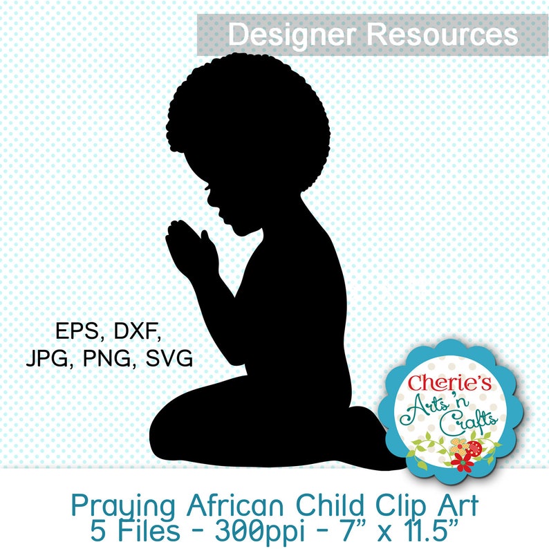 Download Clip Art Art Collectibles Little Boy Praying Silhouette Clip Art Digital Download Art African Boy Clip Art Png Dxf Jpg Eps Files Svg Afro Hair Boy Clipart