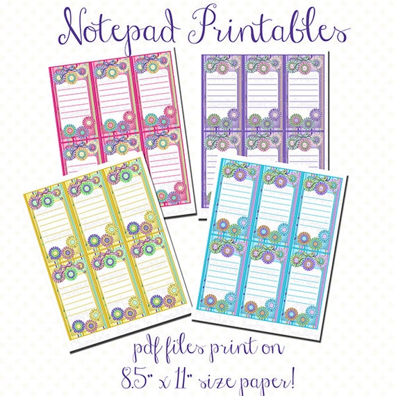 Note Pads Printables DIY Printable Note Pads Digital Etsy