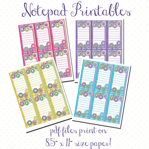 Note Pads Printables | DIY Printable Note Pads | Digital Download Notepad Templates | You Print and Cut Planner Pages | PDF Note Pad Papers