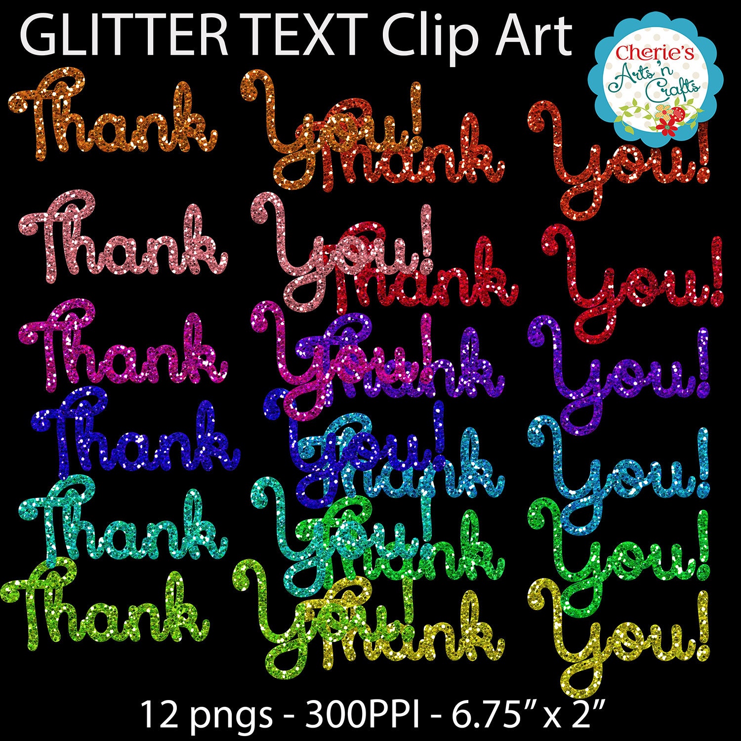 Glitter Thank You Text PNG Glitter Text Designer - Etsy