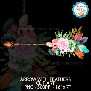 Arrow Feathers Succulents Clip Art: PNG Digital Download