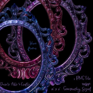 Gothic Blue Ornate Oval Frame Clip Art (PNG File)
