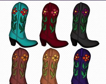 Cowboy Boots Clip Art, Cowboy Boots Graphics, PNG Files, Instant Download, Downloadable Graphics, Western Boots Clipart, Cute Clipart