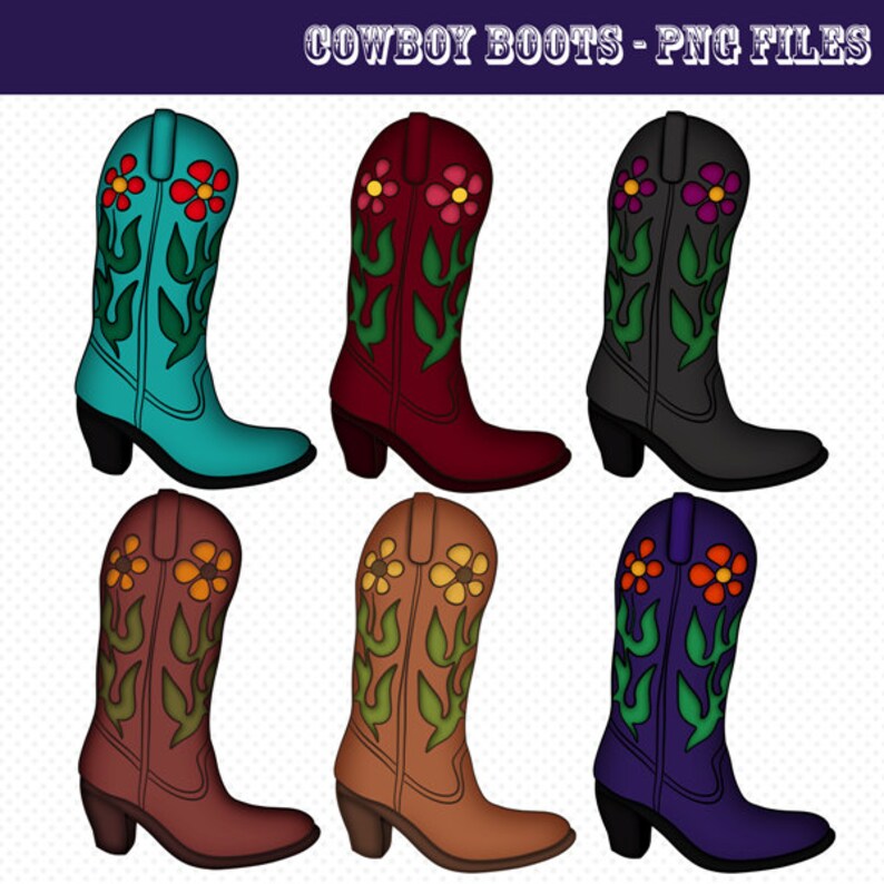 Cowboy Boots Clip Art Cowboy Boots Graphics PNG Files Etsy