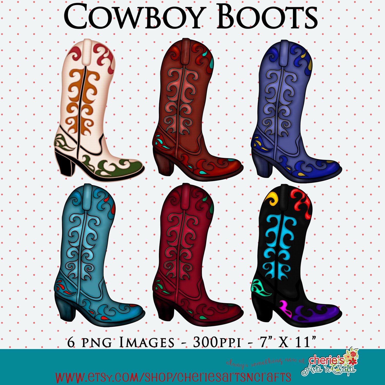 Cowboy Boots Clip Art Cowgirl Boots Clip Art Cliparts PNG  Etsy
