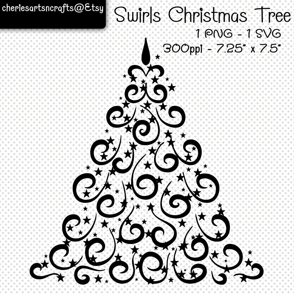 Download Swirls Christmas Tree SVG and PNG Digital Files Christmas ...