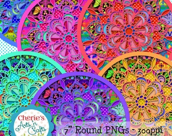 Boho Circles | PNG Digital Clipart | Designer Resources | Hippie Graphics | Colorful Rounds Clipart | Digital Scrapbooking Elements | Boho