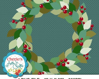 Berries and Leaves Wreath | PNG Digital Frame | Designer Resources | Clip Art | Foliage Clipart | Wreath Clip Art | Instant Download Digital