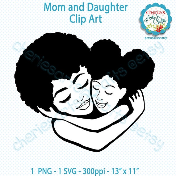 Download Afro Puffs Mother And Daughter Silhouette Png And Svg Etsy