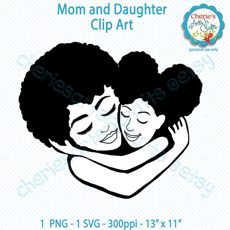 Download Afro Puffs Mother and Son Clip Art PNG and SVG Images | Etsy