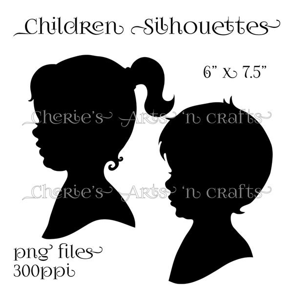 Silhouettes, Instant Download, PNG Graphics, Children Silhouettes, Boy and Girl Clipart, Silhouette | Fine for Sublimation Printing Clip Art