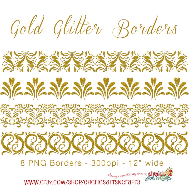 Gold Glitter Digital Downloads Digital Scrapbooking Embellishments