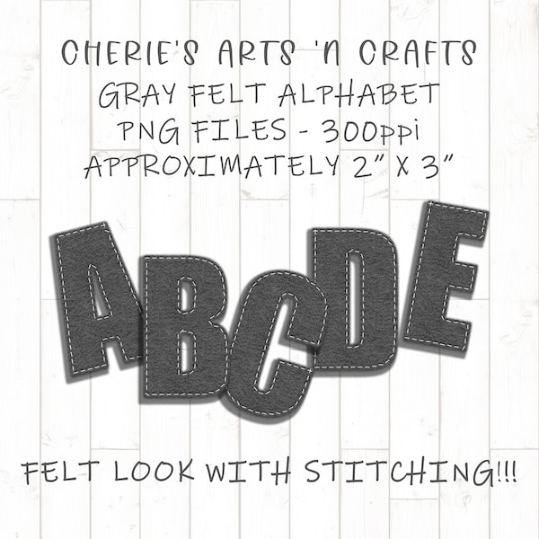 Felt Stitched Alphabet Clip Art | Designer Resources | Whimsical Alpha | Felt Look with Stiching Alphabet PNG Clip Art Files for Designers