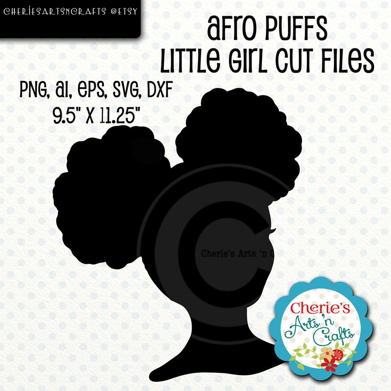 Afro Puffs Girl Silhouette Little Girl Silhouette SVG File image 0.