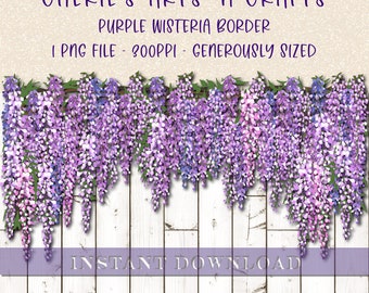 Wisteria Purple Border Clip Art | Instant Download | Digital Scrapbooking Elements | Digital Art | Wisteria Clip Arts | Digital Borders