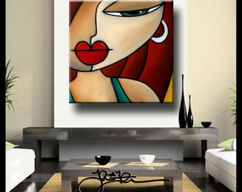 Intensity - Original Abstract painting Modern pop Art large Woman Canvas Print by Fidostudio