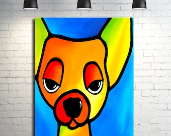 Abstract dog painting original Modern Home Decor LARGE Canvas Wall Art by Fidostudio