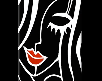 Abstract painting Modern pop Art Contemporary black and white portrait face decor by Fidostudio