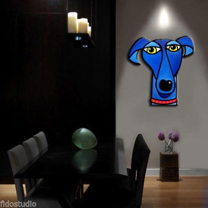 Original Dog art Modern Wall Sculpture Abstract Painting colorful Contemporary Large decor by Fidostudio image 2