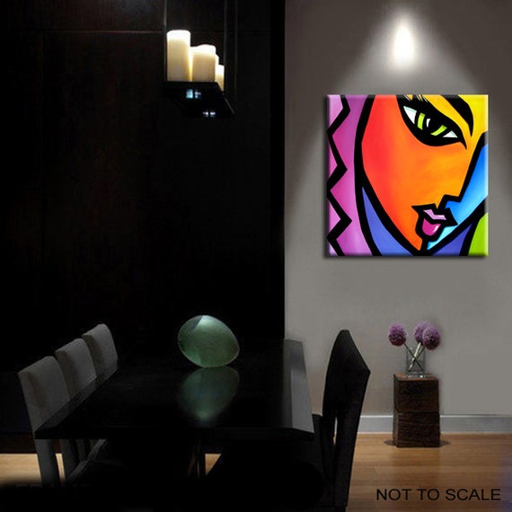 抽象画 モダンポップアート 現代 大きなカラフルな肖像画 FACE