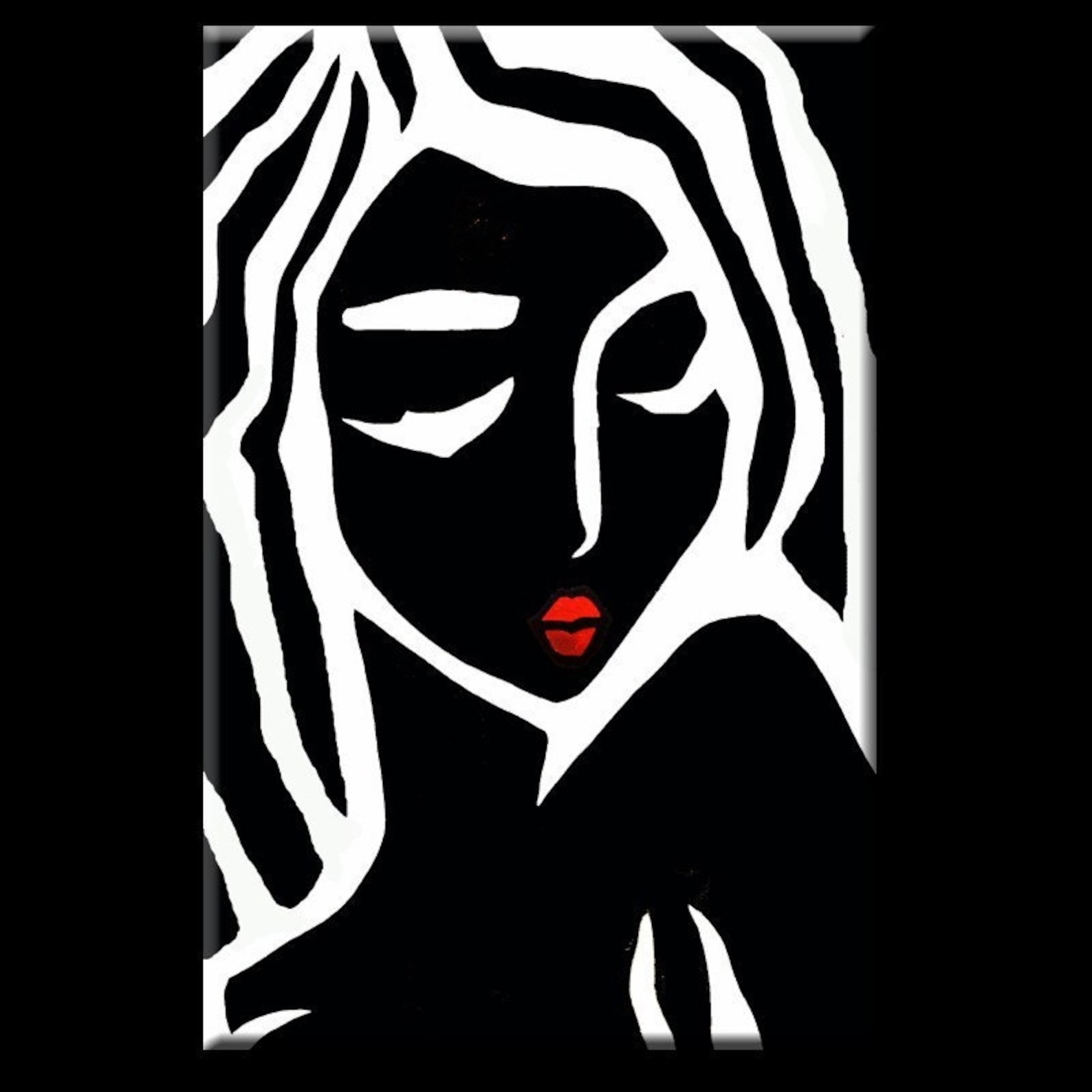 Abstract Painting Modern Pop Art Contemporary Large Black and White