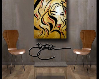 Original Abstract painting Modern Home Decor LARGE Canvas Wall Art Urban Street Pop by Fidostudio