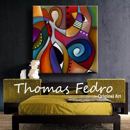 Abstract Modern Pop Art Original Jazz Blues Sax Wine Guitar