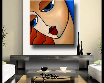 Believe In It - Original Abstract painting Modern pop Art large Woman Canvas Print by Fidostudio