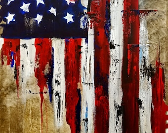 Abstract Modern pop Art original American Flag Canvas Print by Fidostudio