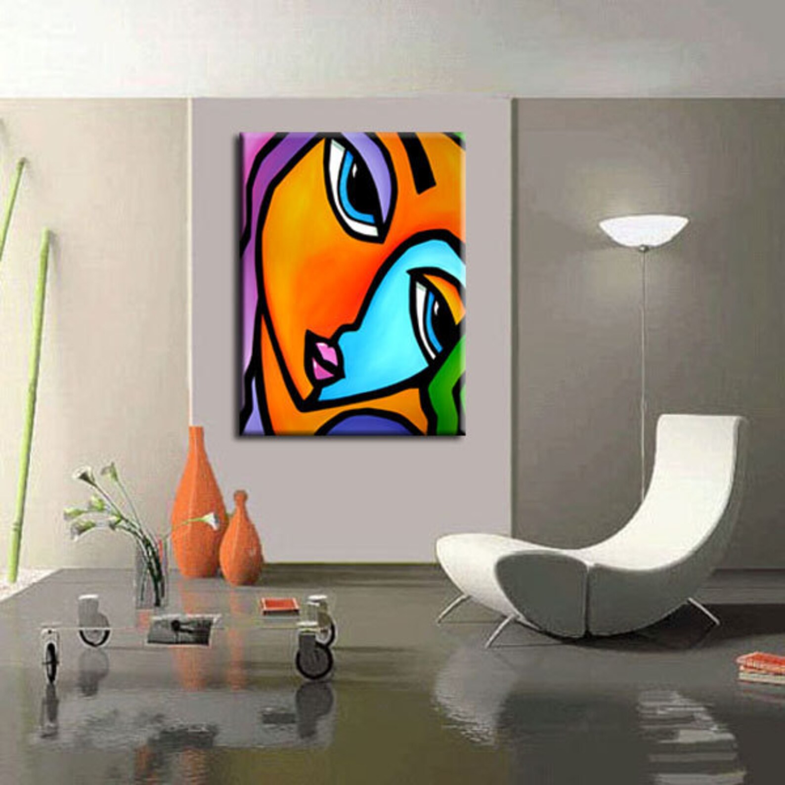 Abstract Painting Modern Pop Art Contemporary Large Colorful Etsy