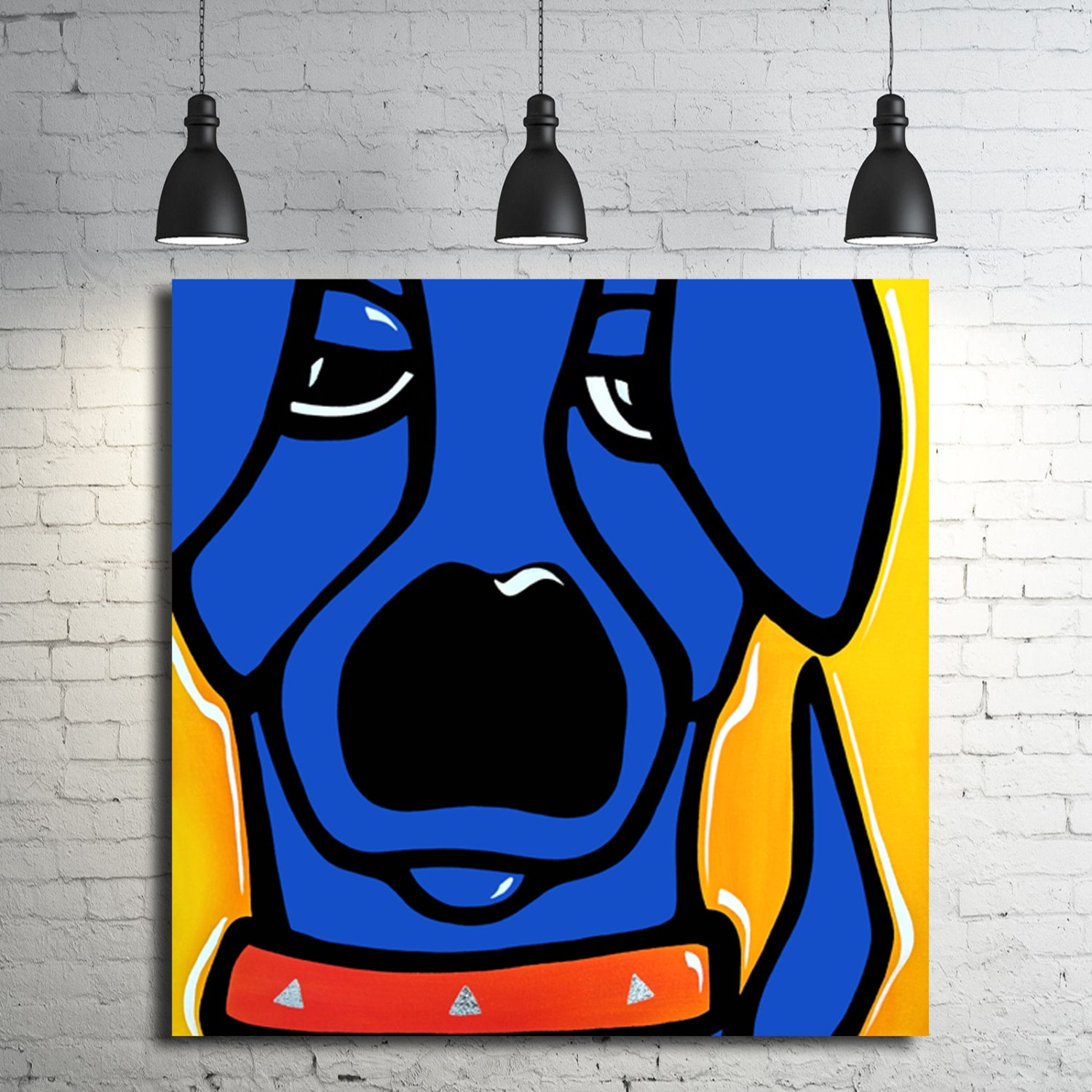 Abstract Blue Dog Painting Canvas Pop Art by Fidostudio - Etsy