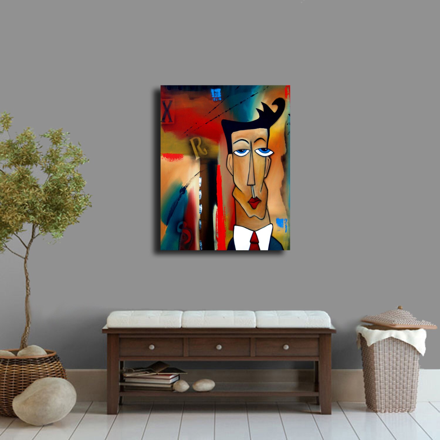 Original Abstract Painting Modern Home Decor LARGE Canvas Print Wall ...