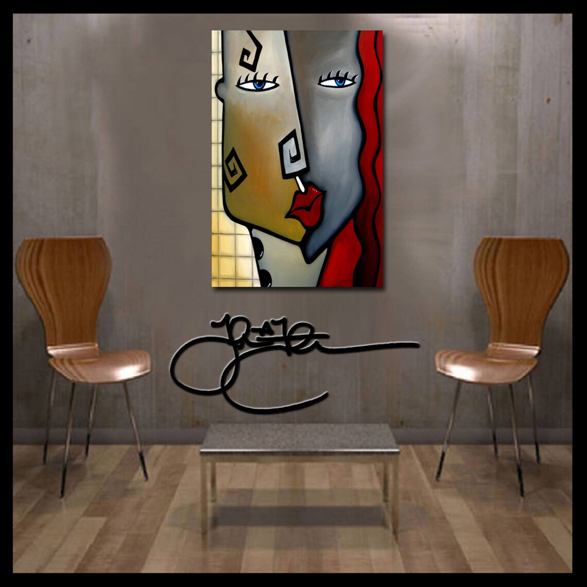 Abstract Art Painting Modern Home Decor LARGE Canvas Wall Woman by ...