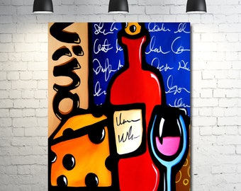 Abstract wine painting pop Art original Canvas Print by Fidostudio - Good To Me