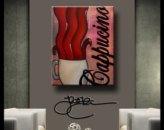 Original Abstract painting Modern Home Decor HUGE Canvas Wall Art coffee by Fidostudio