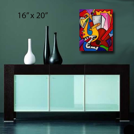 アート・デザイン・音楽 MODERN ART Abstract funky canvas print original modern pop art