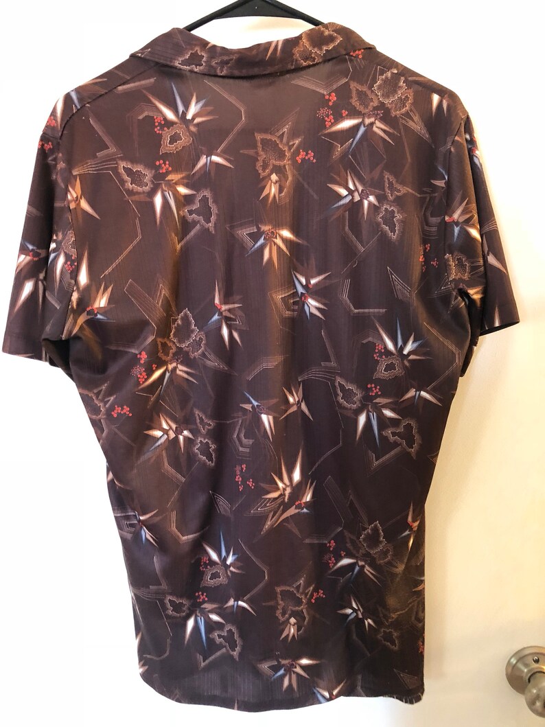 1970/'s Vintage Stuart Mann of California Birds of Paradise Polyester Polo