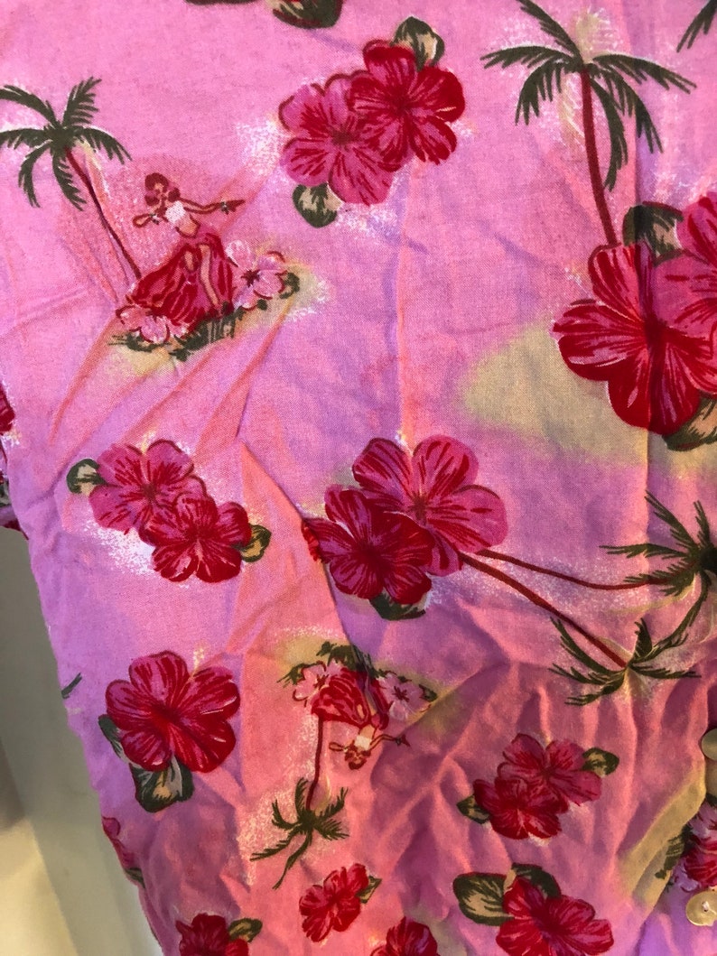 Womens Size 16P Chad Stevens Hibiscus Hawaiian Blouse