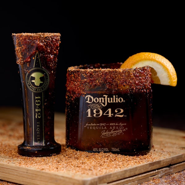 Don Julio 1942 glass cup and shot glass party favor gift for father, groomsman gift